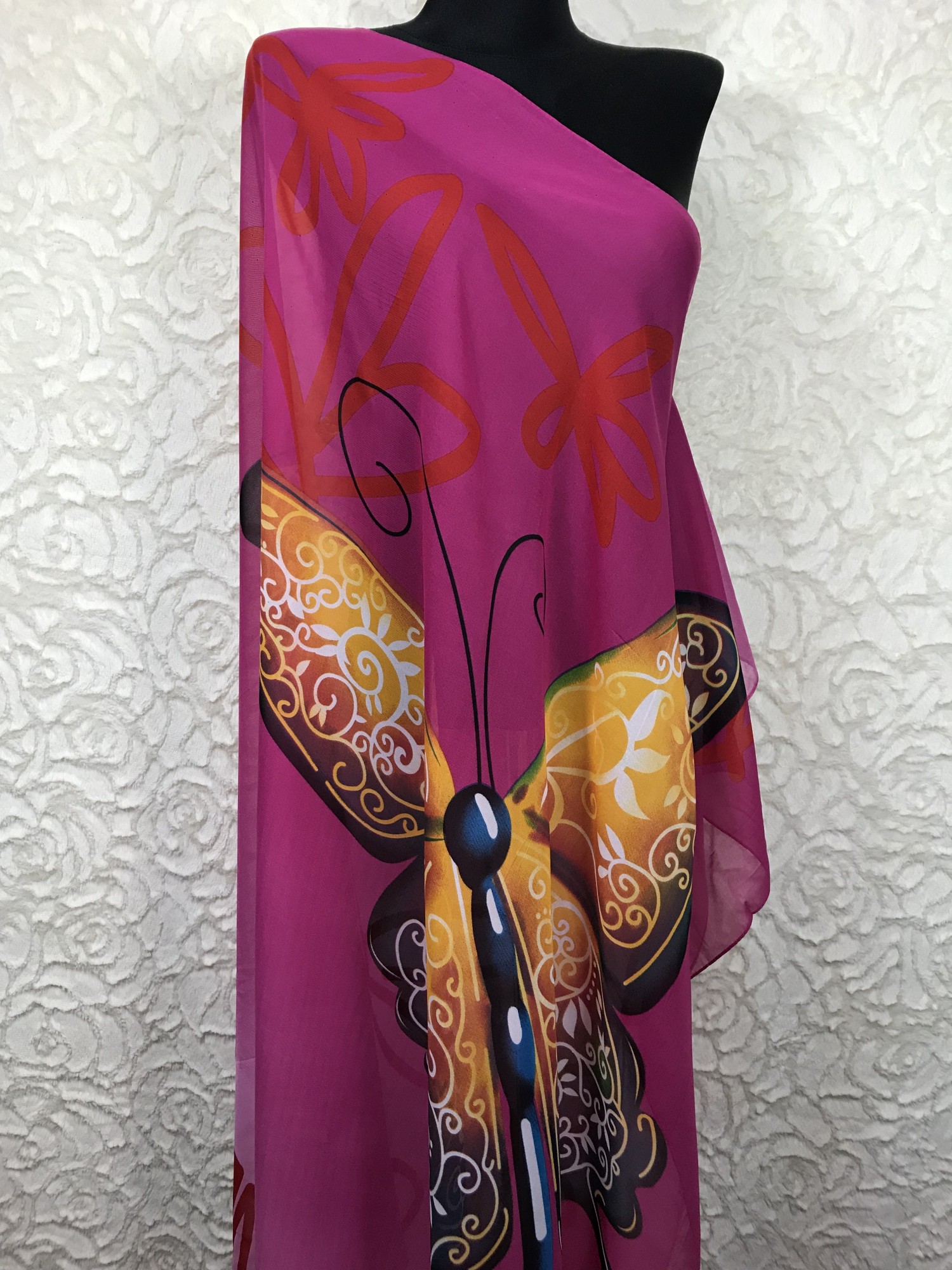 

Парео ASHMA 105*150 см пляжное ярко-розовое с бабочкой