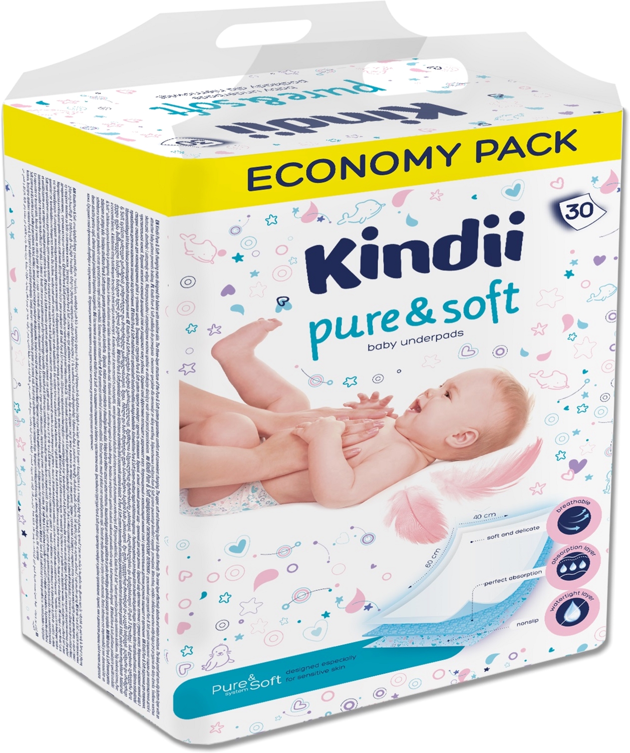 Акція на Одноразовые пеленки для детей Kindii Pure & Soft 60х40 30 шт (5900095032304) від Rozetka UA