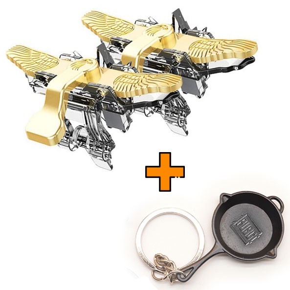 

Игровые контроллеры Marpiel Fallen Angel (геймпад триггеры курки для смартфона для PUBG) золотые + сковородка