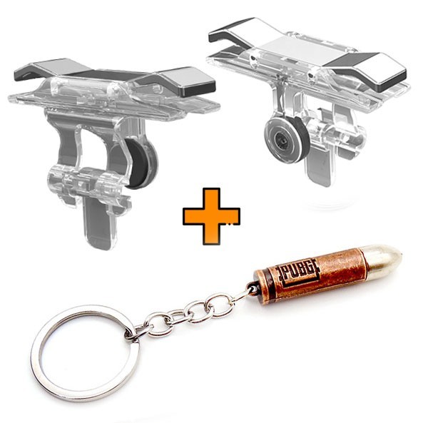 

Игровые контроллеры Marpiel E9 Silver (геймпад триггеры курки для смартфона для PUBG) + патрон 9 mm