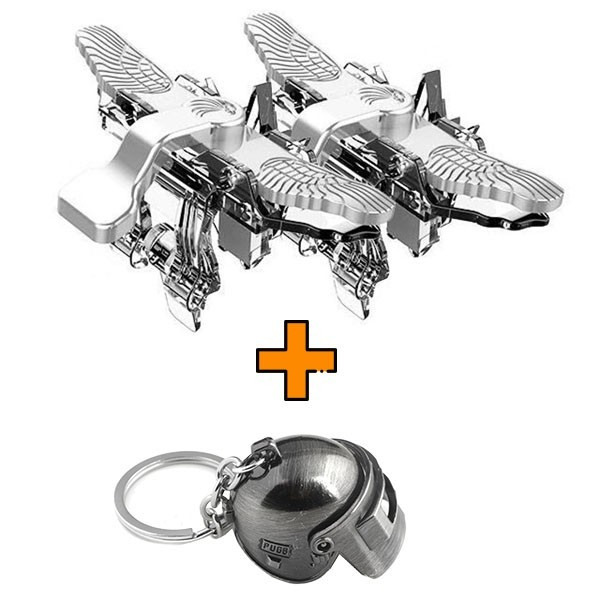 

Игровые контроллеры Marpiel Fallen Angel (геймпад триггеры курки для смартфона для PUBG) серебряные + шлем 3 уровня