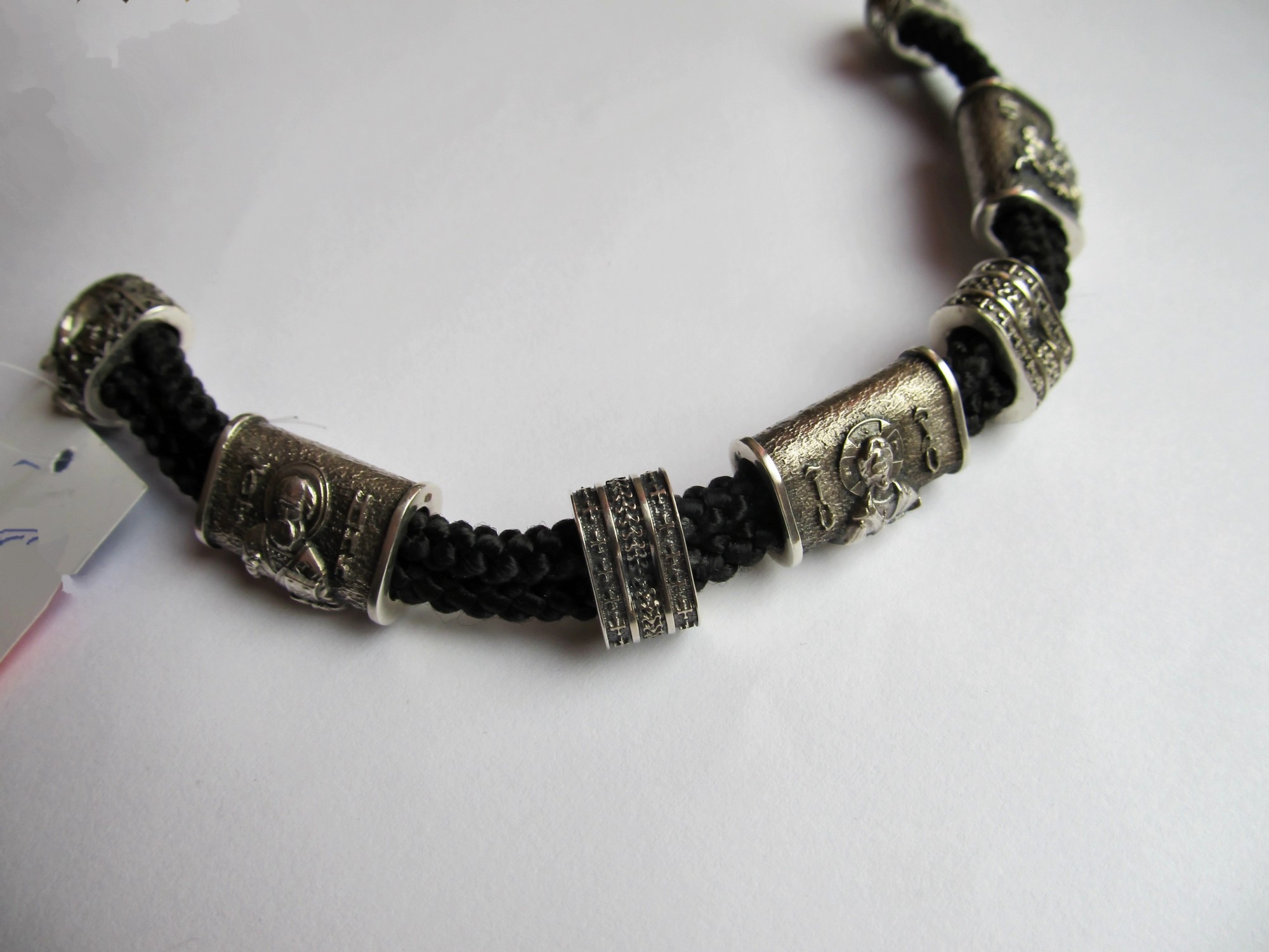 

Браслет мужской шелковый на руку с серебряными вставками SilverArtisan 1.71348 размер 19