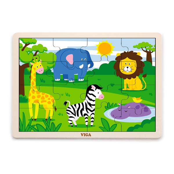 

Деревянный пазл Viga Toys В Африке, 16 элементов цветных
