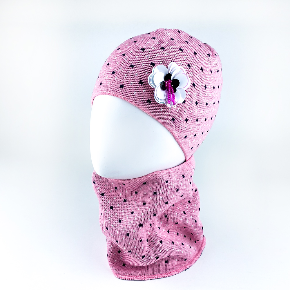 

Комплект Шапка и Хомут Инга 48-50см 00515 Тёмно-розовый Talvi