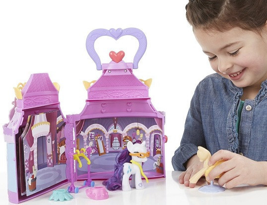 

Детский Переносной Игровой набор для Девочек Розовый Домик Бутик Рарити Rarity Booktique My Little Pony