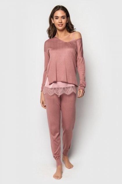 

Женский костюм: пуловер, топ и брюки German Volf вискозный розовый German Volf XL (10007-4)