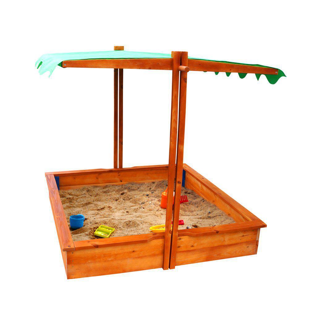Детская игровая песочница с крышкой и навесом от солнца