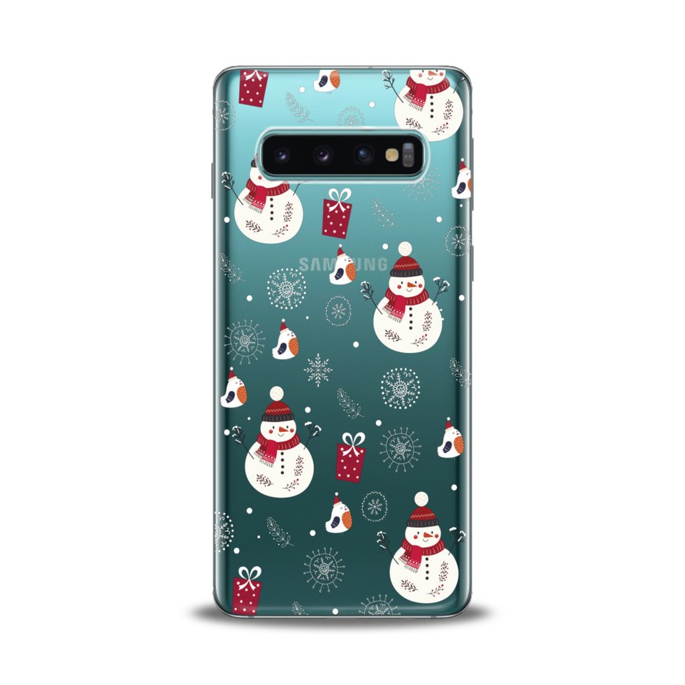 Чехол силиконовый для Samsung (Снеговички паттерн) Galaxy S7 Edge ...