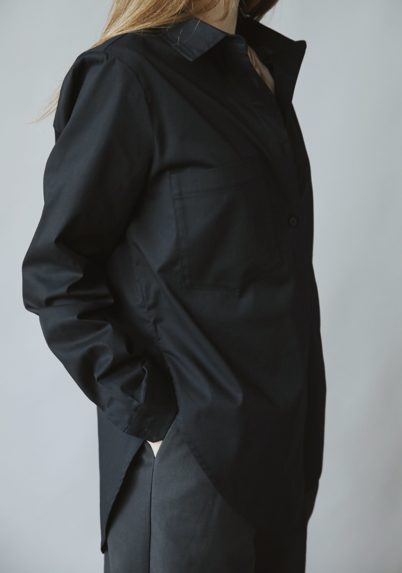 

Рубашка Stlkatin 000000483 черная S хлопковая oversize