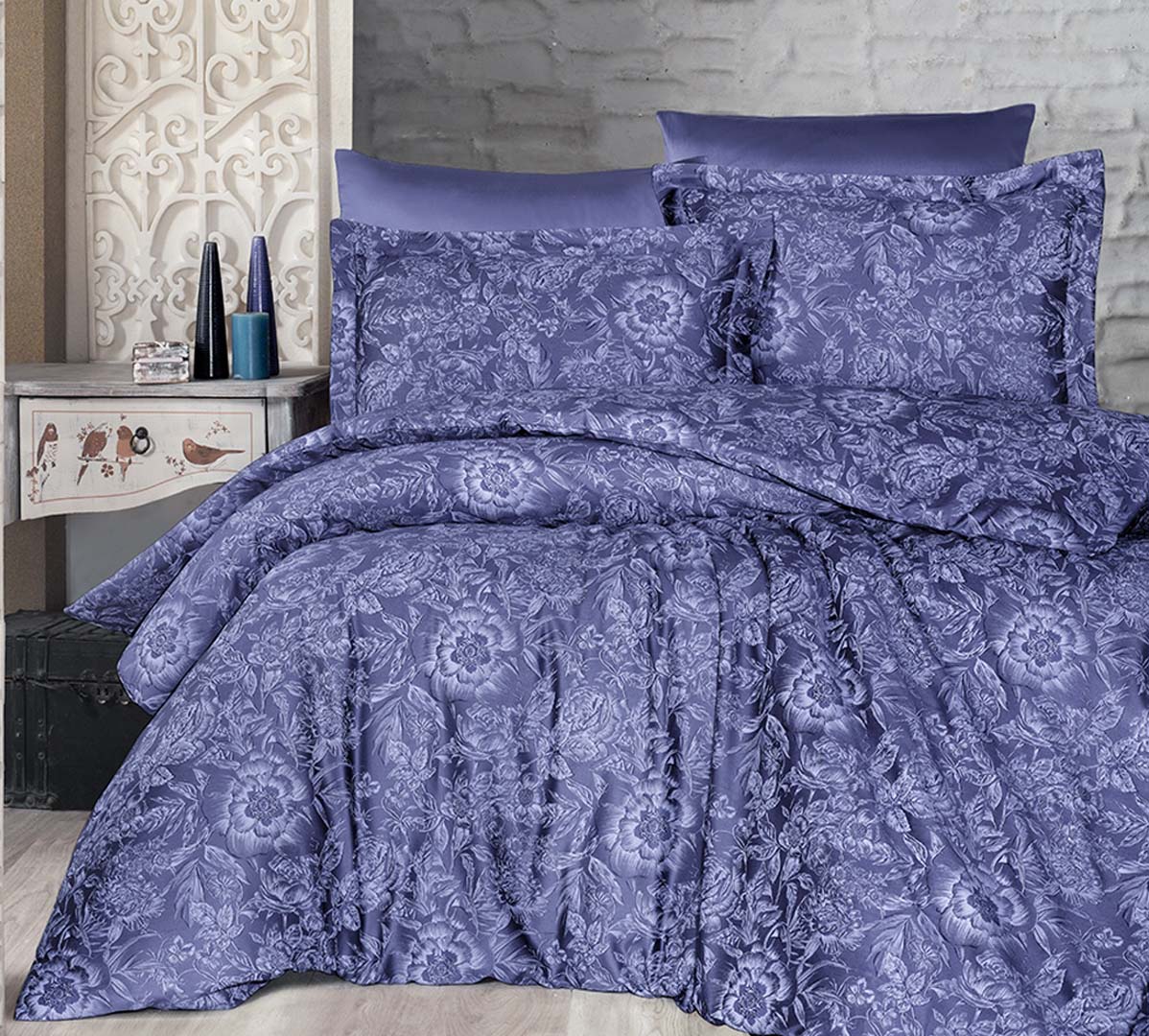 

Постельное белье Cotton Satin 160 х 220 см семейный Advina Indigo First Choice k-31091