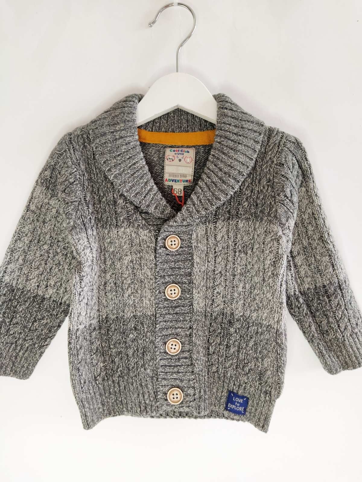 

Кофта COOL CLUB вязаная рост 68 серо-коричневая