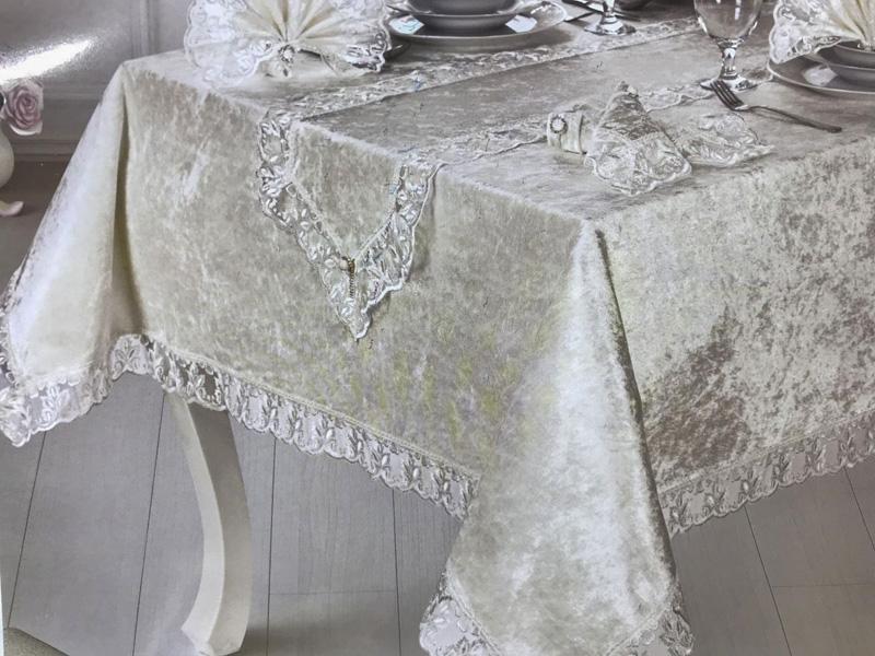 

Набор для сервировки Gelin Home Zara Bej скатерть 160х220см, дорожка, салфетки и кольца (велюр) Gelin Home SA-6300