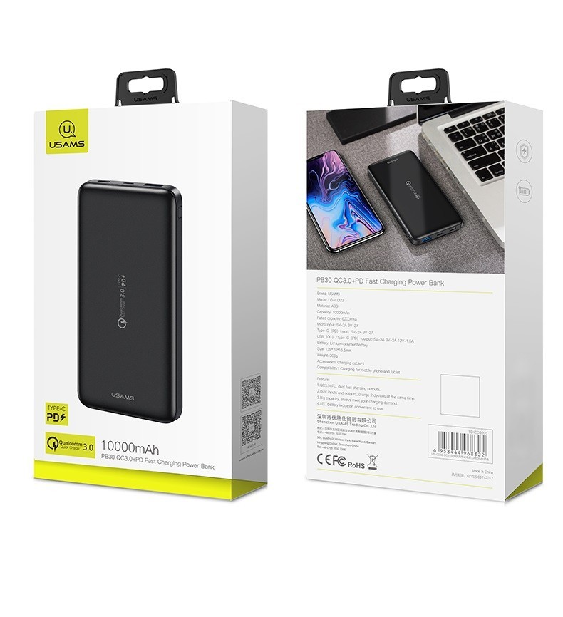 

Powerbank Usams Быстрая зарядка QС 3.0 10000 mAh Type-C/USB