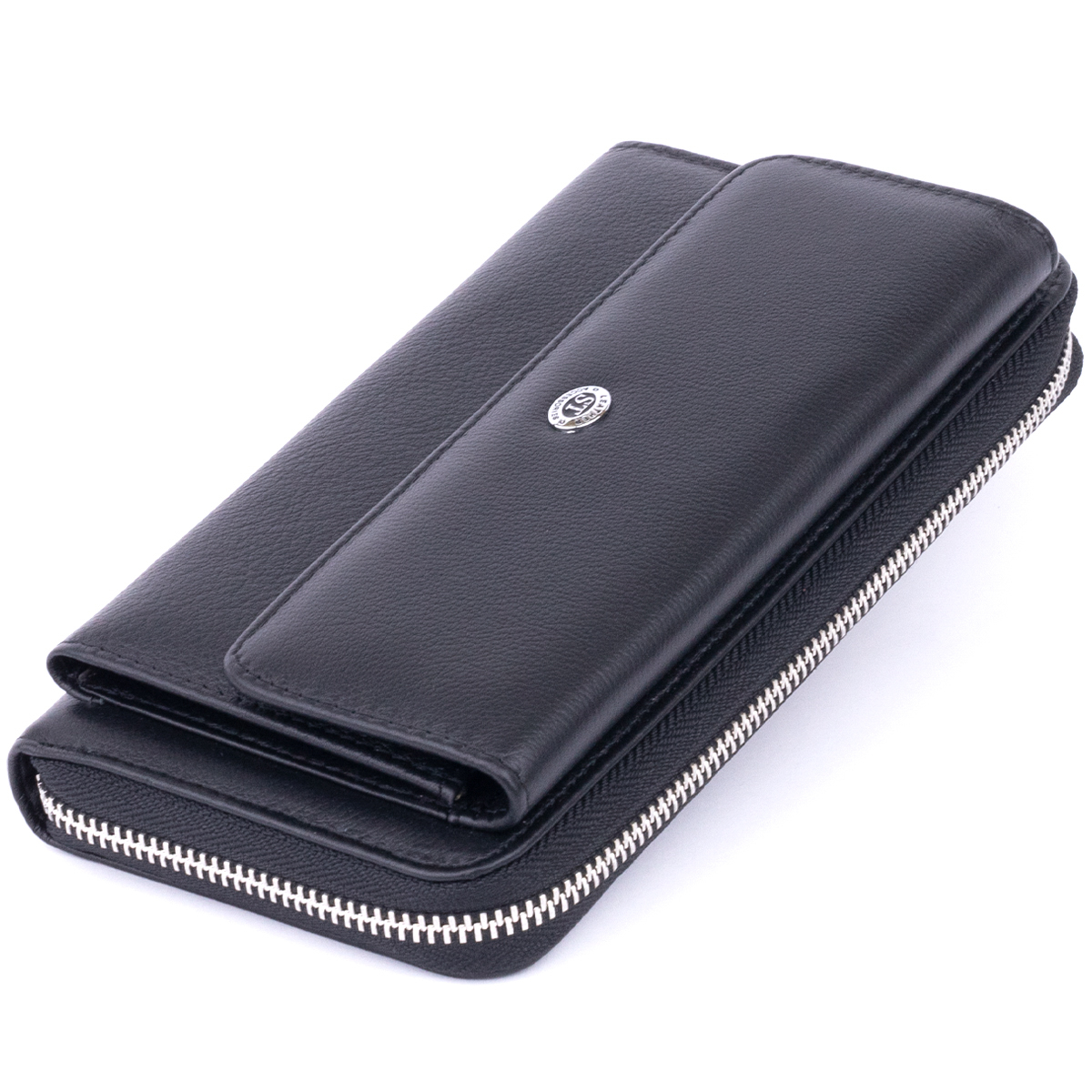 

Женский кожаный кошелек ST Leather 20х10х2,5 см Черный 000155094