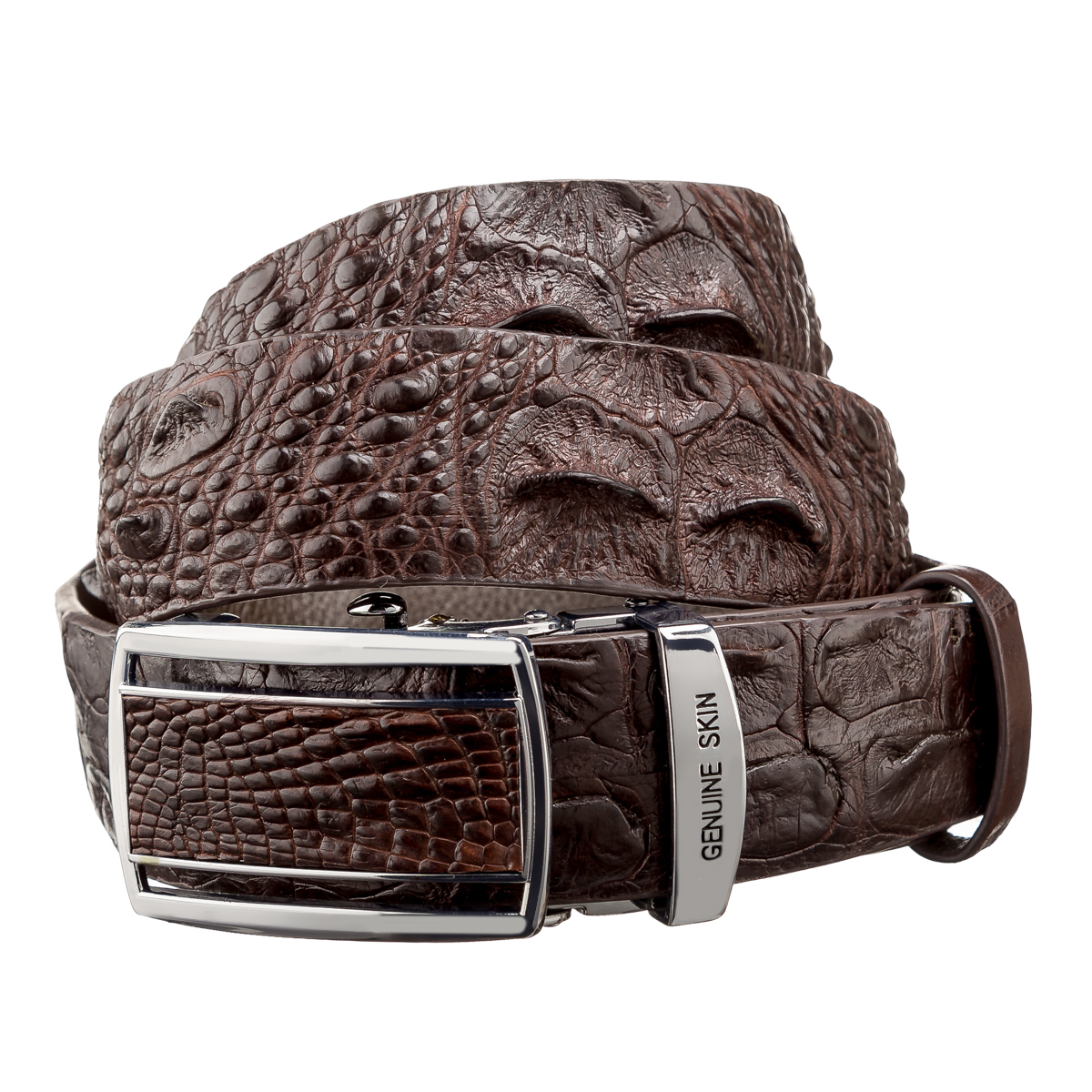 

Мужской кожаный ремень CROCODILE LEATHER 3,7х120 см Коричневый 000154458
