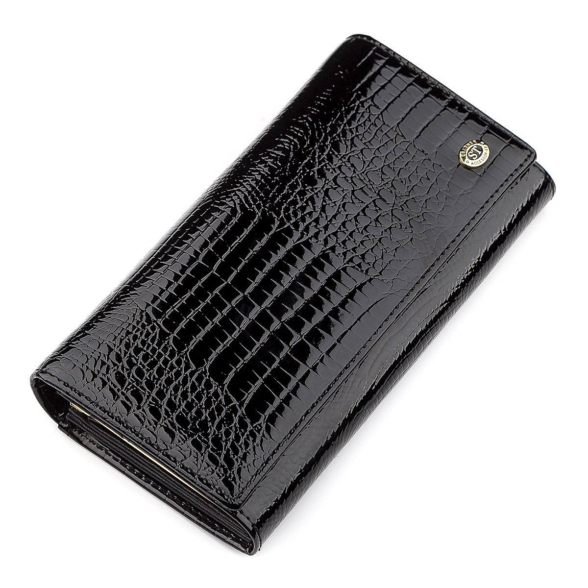 

Женский кожаный кошелек ST Leather 18,5х9,5х3 см Черный 000155338