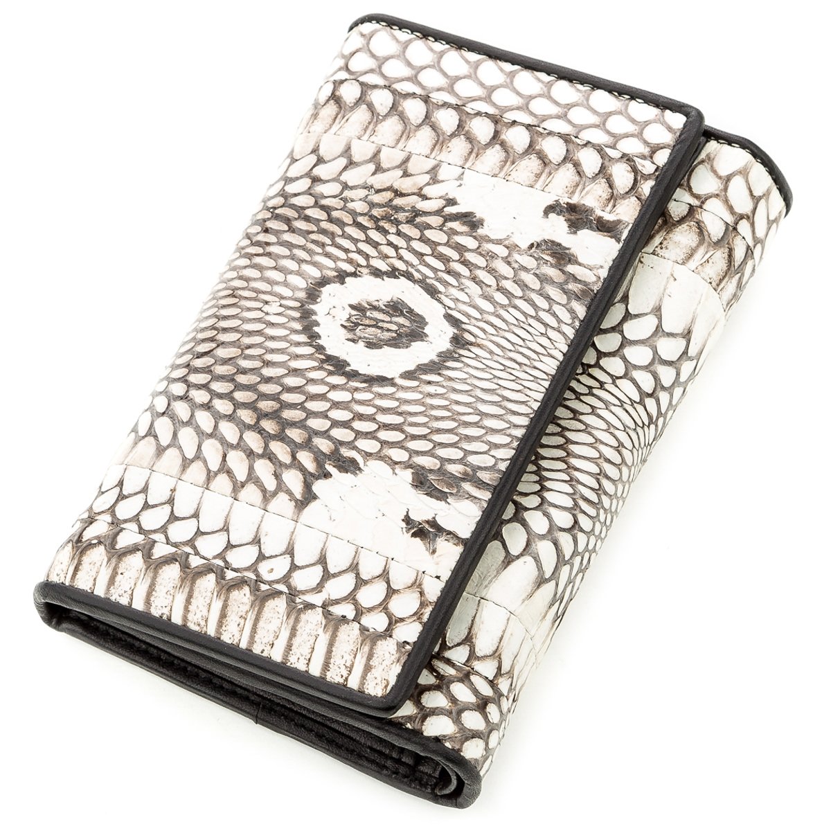 

Женский кожаный кошелек SNAKE LEATHER 9х12,5х2 см Черно-белый 000155529