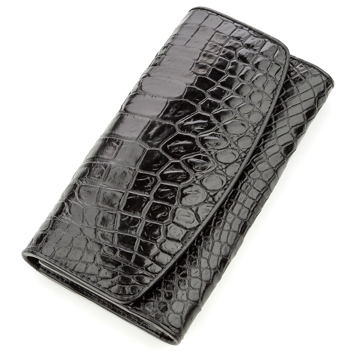 

Женский кожаный кошелек-клатч CROCODILE LEATHER 19х10 см Черный 000155069