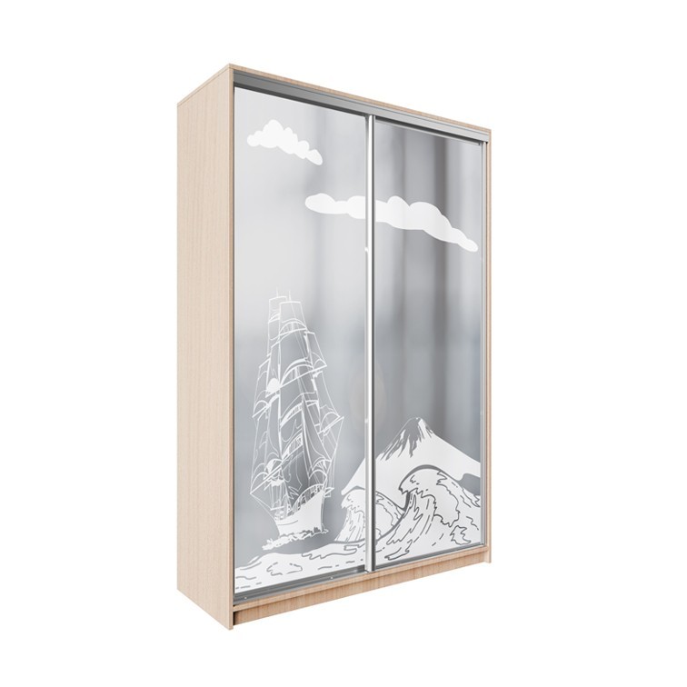 

Шкаф-купе ДЕКОР SM02 Р0219 Зеркало 240 x 200 x 60 см двухдверный Дуб молочный