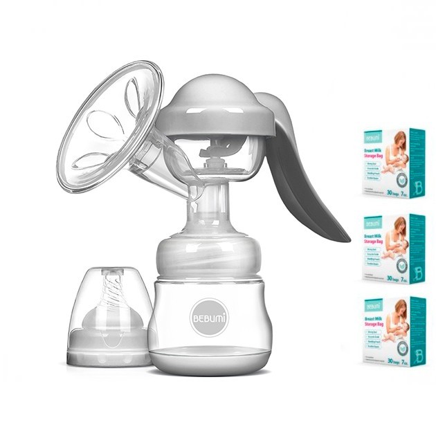 

Ручной молокоотсос Bebumi BM Pro (white) + силиконовая массажная насадка + пакеты для хранения грудного молока Bebumi 90 штук