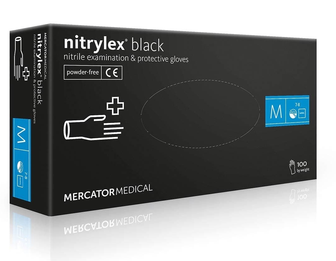 

Перчатки нитриловые (M) Mercator Medical Nitrylex Black черные 100 шт 50 пар (10уп/ящ)