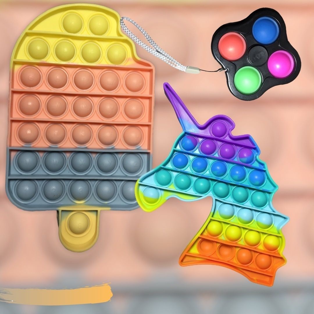 

Игрушки Антистресс Поп ит Мороженое + pop it Единорог + Симпл Димпл simple dimple Спинер черный