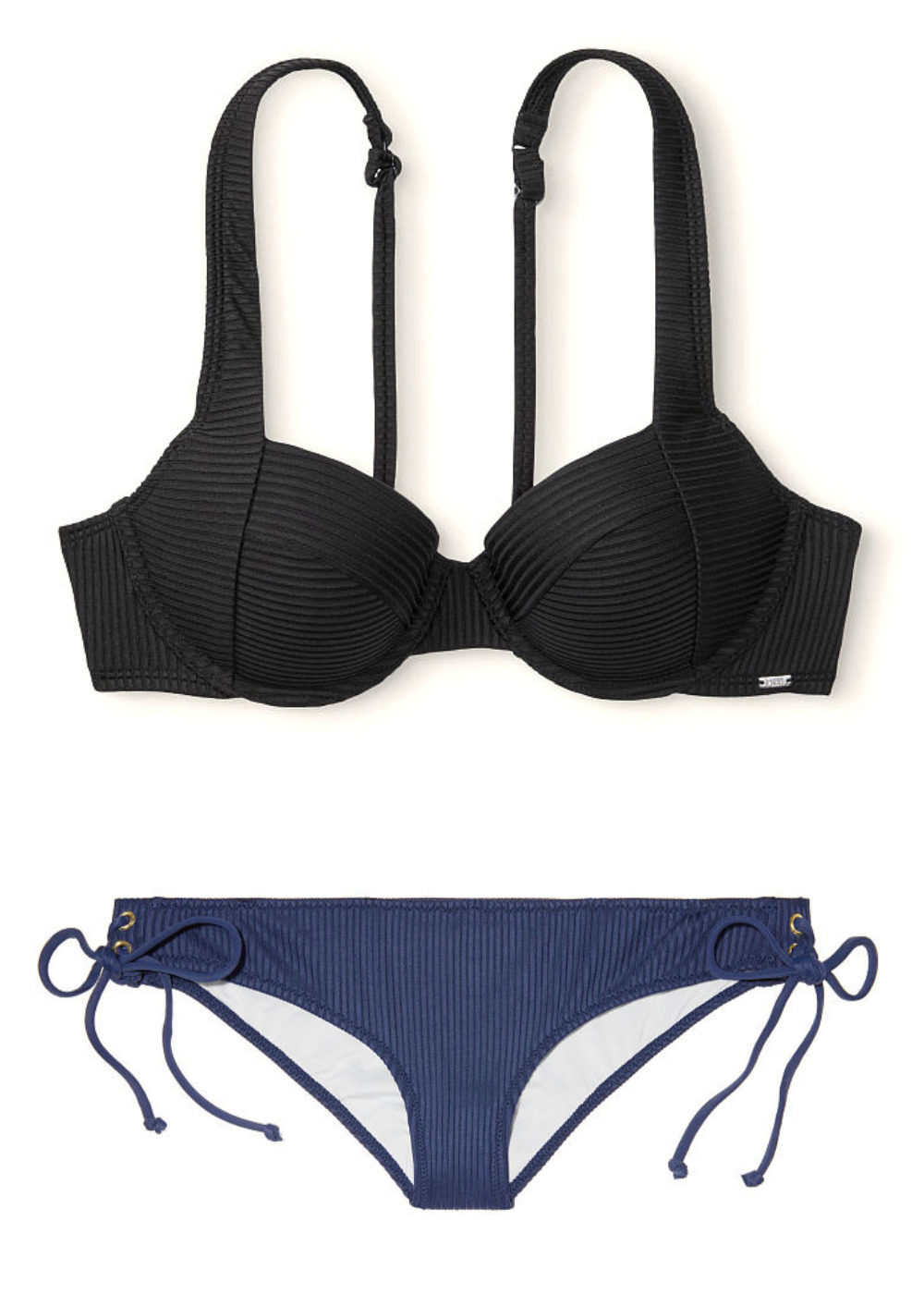 

Раздельный купальник от Victorias Secret топ с пушап и плавки art466813 (Черный/синий, размер S)