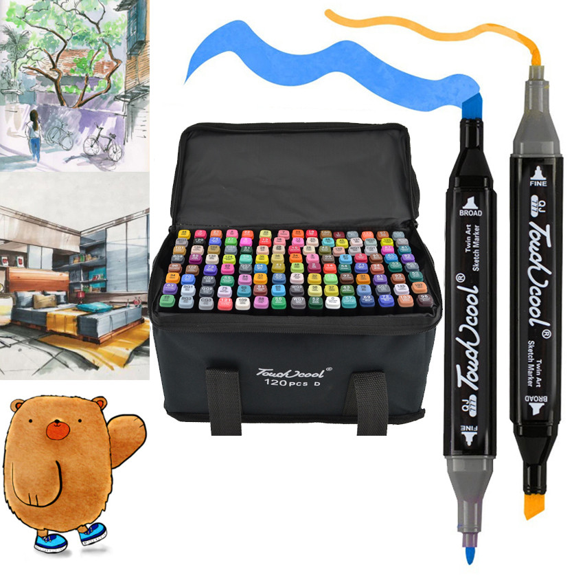 

Набор двусторонних маркеров для скетчинга и рисования на спиртовой основе Touch Cool 168 шт (14788)