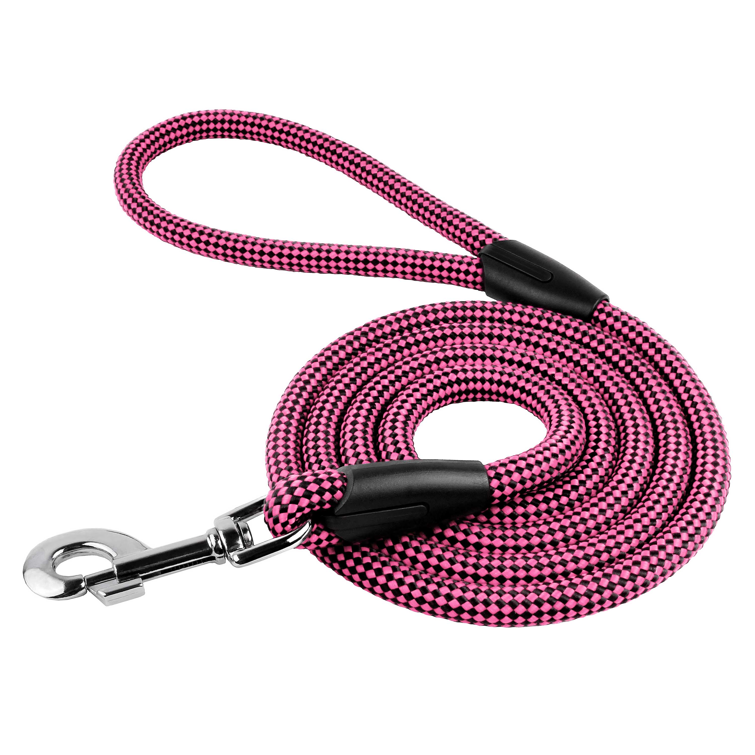 

Поводок для Собак Bronzedog Active из Альпинистского Шнура Черно-Розовый 12 мм 183 см (55177)