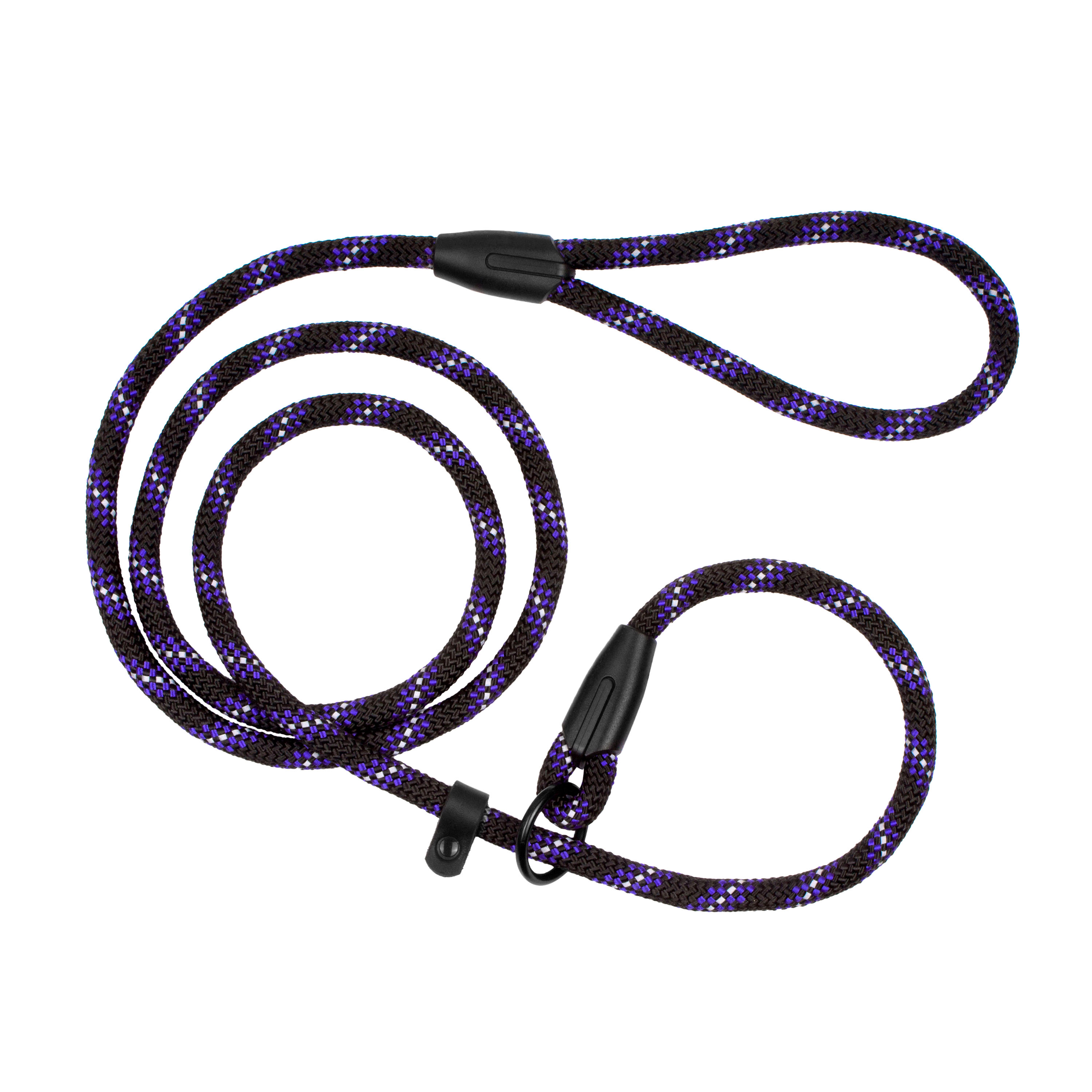 

Поводок Удавка для Собак Bronzedog Active из Альпинистского Шнура Светоотражающий Черно-Фиолетовый 12 мм 183 см (47339)