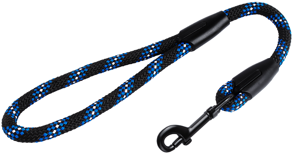 

Короткий Поводок для Собак Bronzedog Active из Альпинистского Шнура Светоотражающий Черно-Голубой 10 мм 50 см (56182)