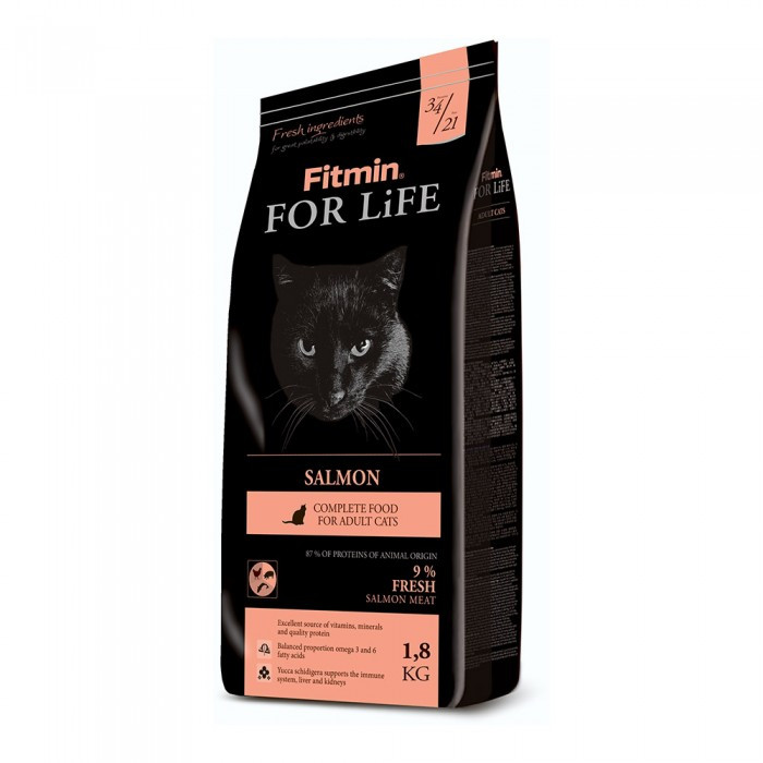 

Сухой корм для взрослых кошек с лососем Fitmin For Life Salmon 1,8 кг