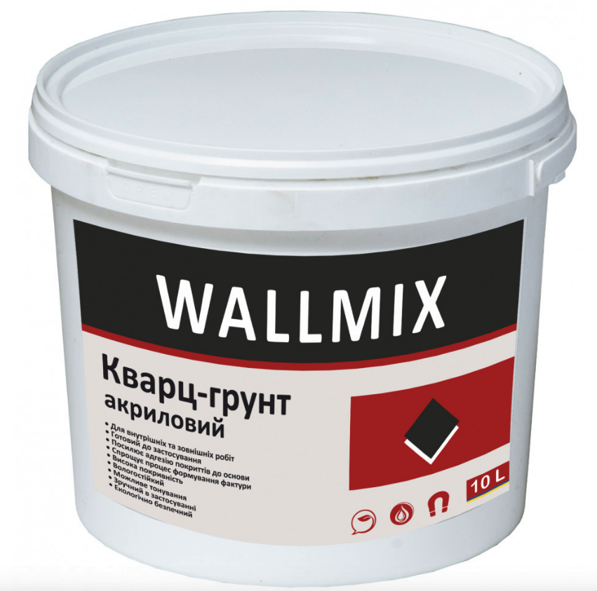 

Грунт адгезионный Wallmix Кварц-Грунт акриловый белый 10 л