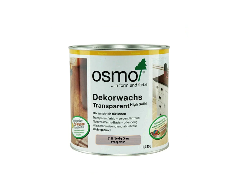 

Масло защитное OSMO DEKORWACHS TRANSPARENTE FARBTONE для древесины 3119 - Шелковисто-серое 0,375л
