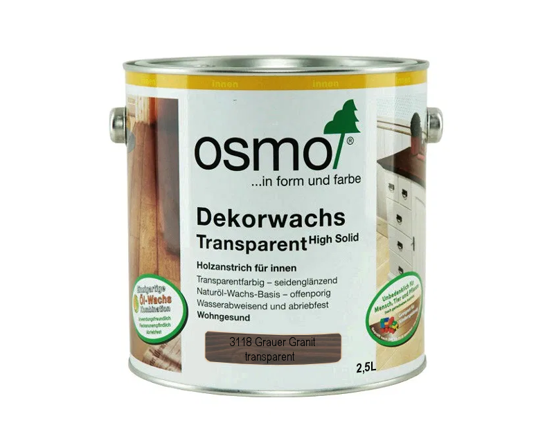 

Масло защитное OSMO DEKORWACHS TRANSPARENTE FARBTONE для древесины 3118 - Серый гранит 2,5л