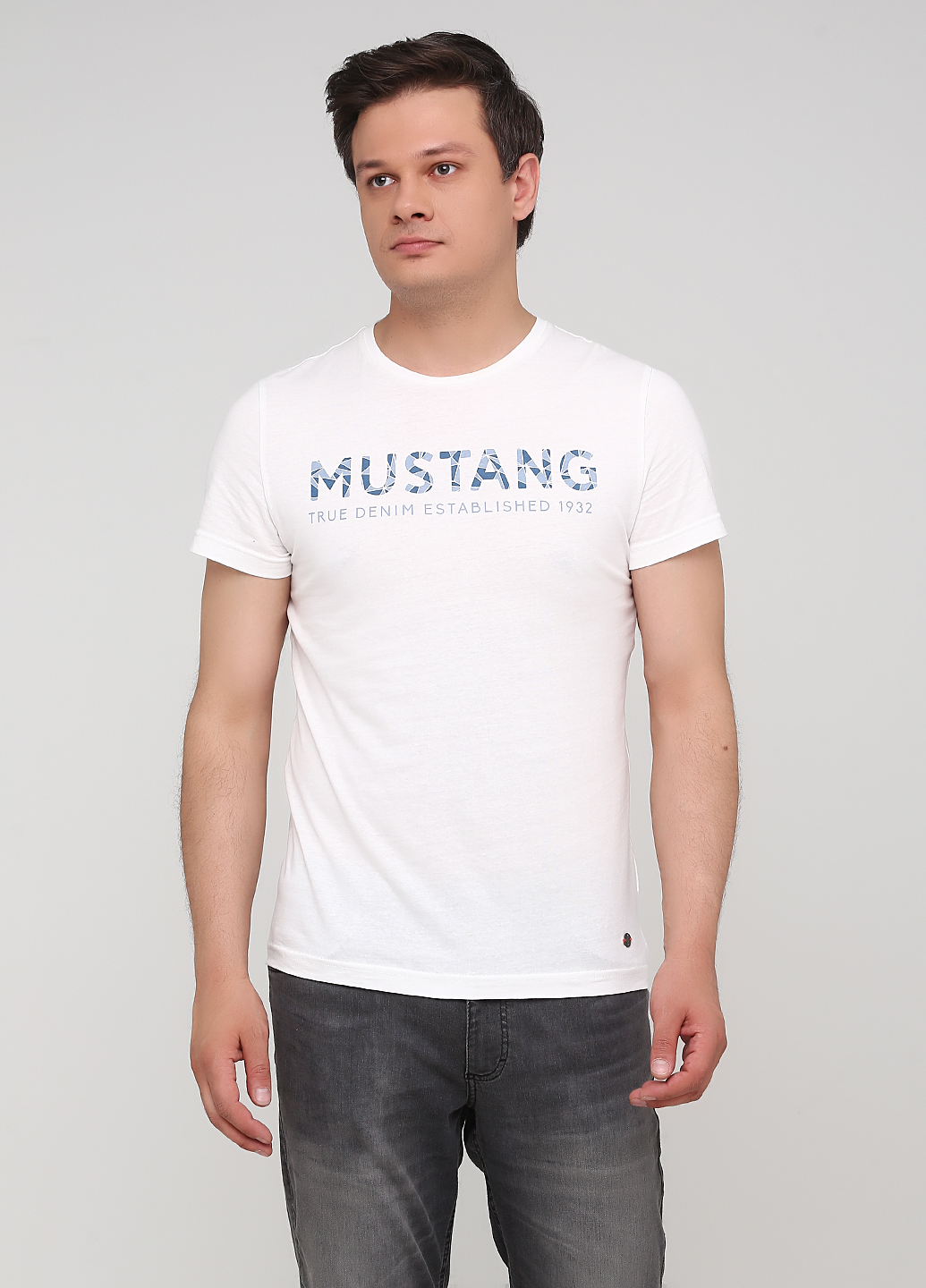 

Футболка мужская Mustang Белый с голубым принтом L