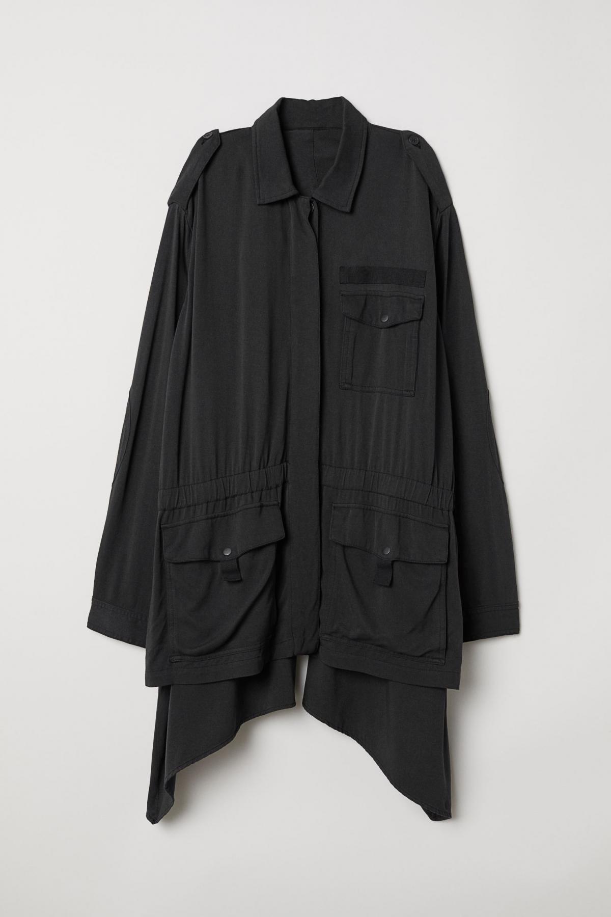 

Широкая твиловая куртка H&M xs-s Черная