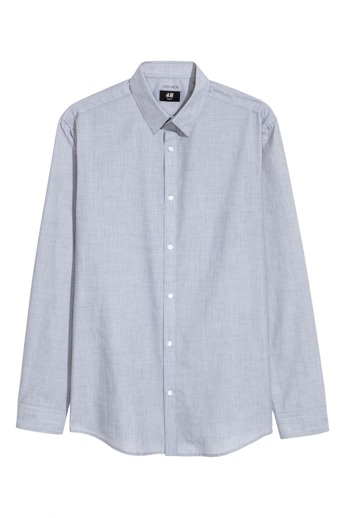 

Рубашка Easy iron Slim fit H&  Серая, Рубашка Easy iron Slim fit H&M m Серая