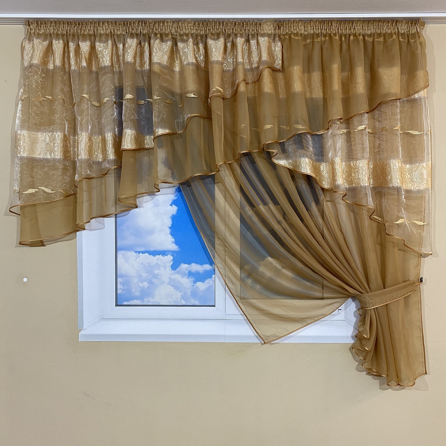 

Кухонная занавеска TG Home Милана Карамель