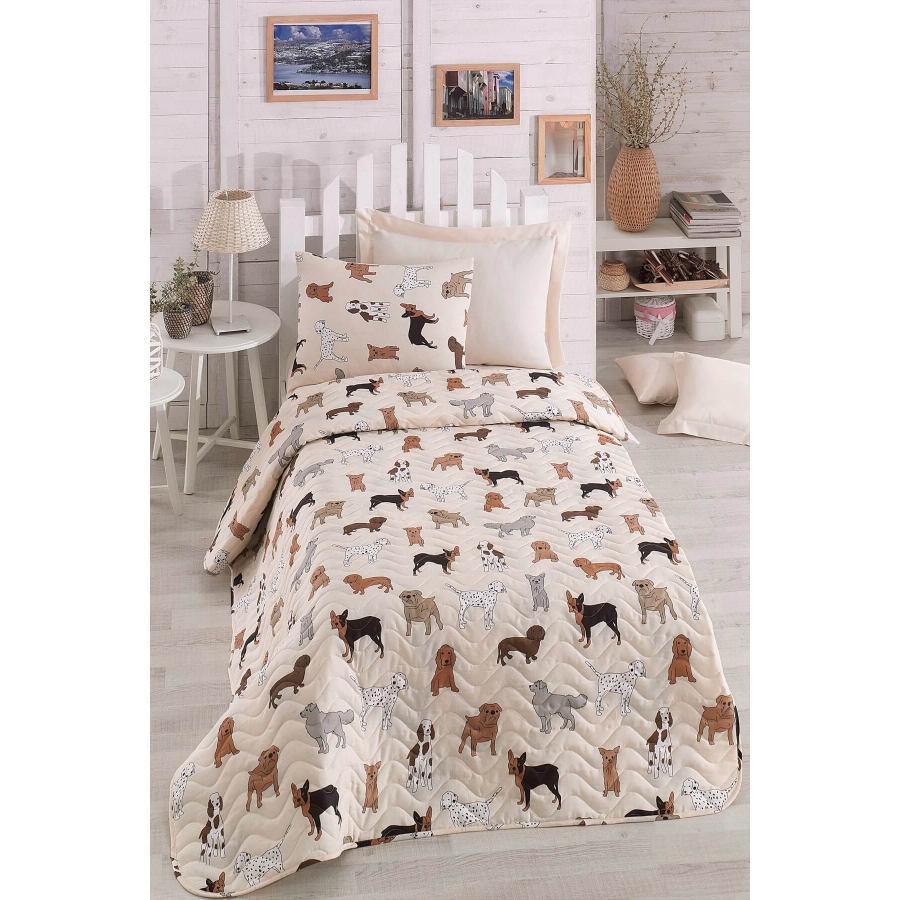 

Покрывало стеганное с наволочкой Eponj Home Havhav krem 160*220 (svt-2000022275347)