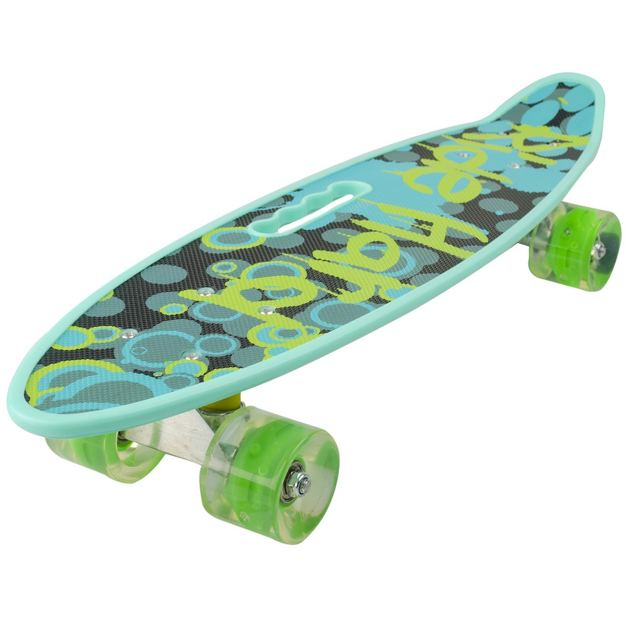 

Мятный пенни борд бирюзовый с рисунком и светящимися колесами Penny Board
