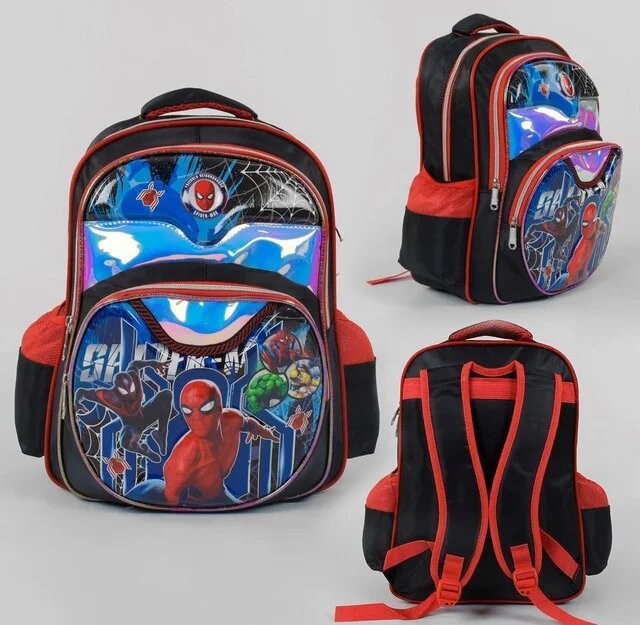 

Школьный рюкзак Супергерои Marvel 3D рисунок с мягкой спинкой портфель для мальчика Черный 41x37x22 см BR43573