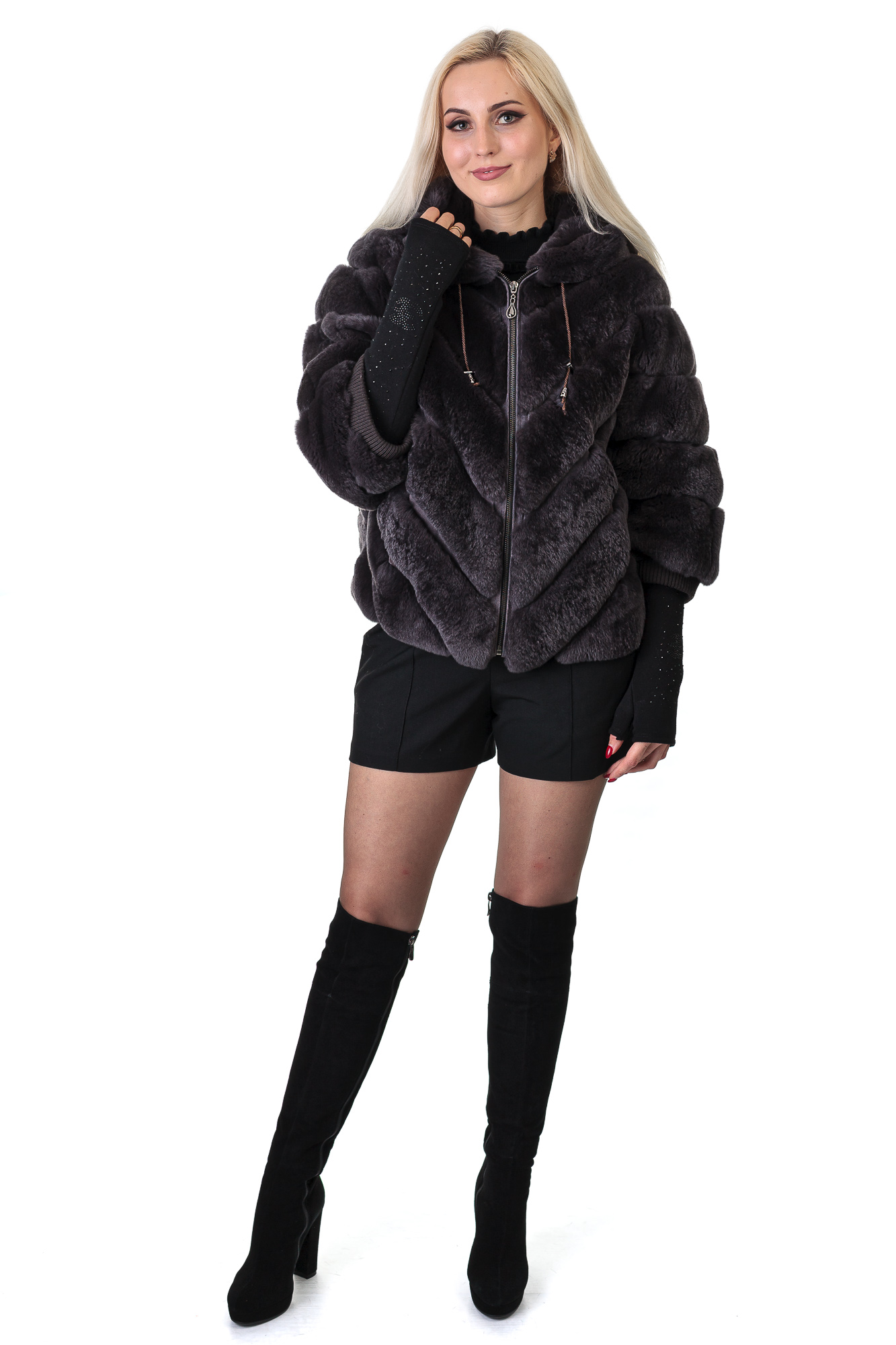 

Шуба КОМ.2021 Сірий 4XL (К322)