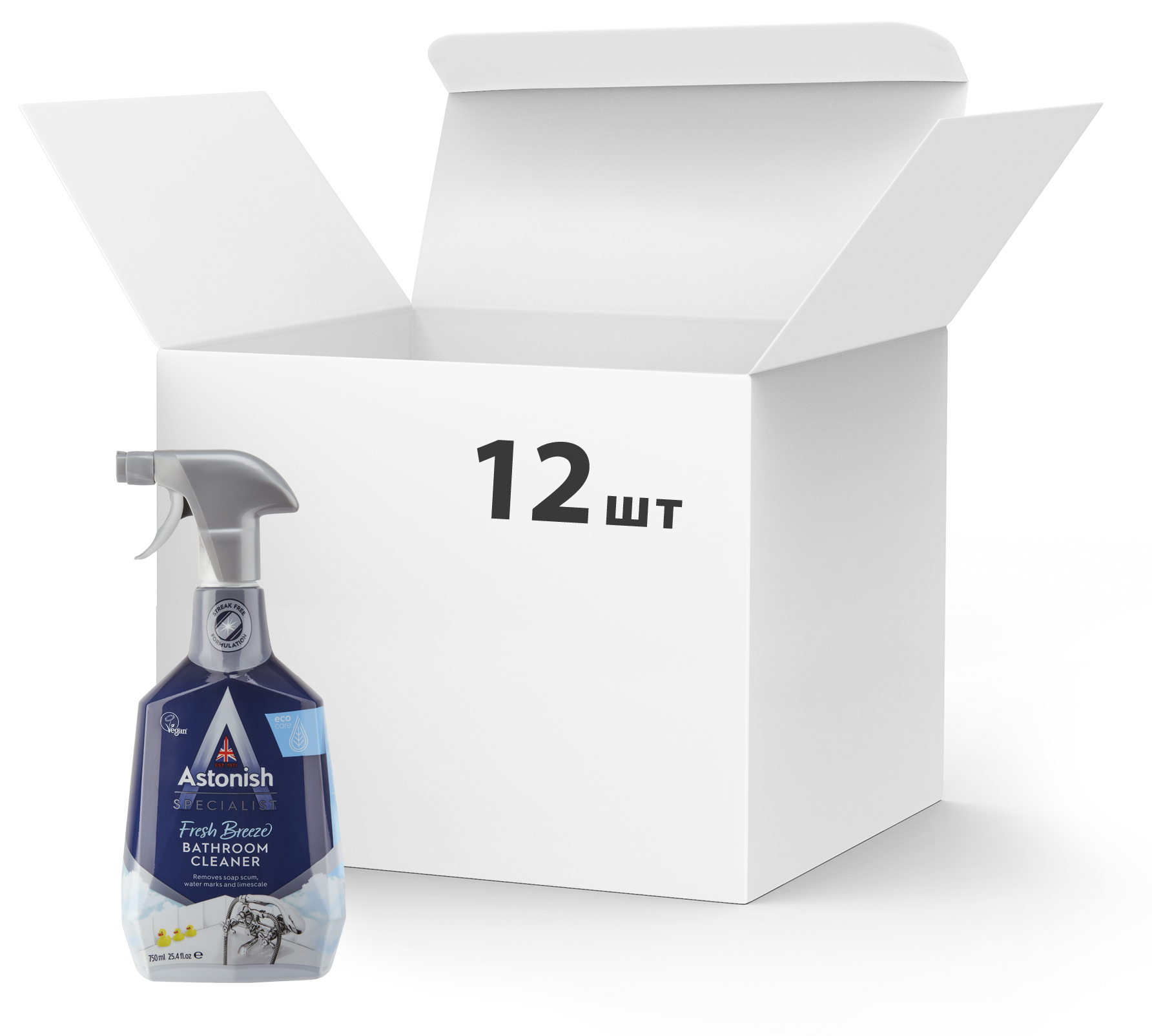 Акция на Упаковка универсального очистителя для ванной комнаты Astonish 750 мл х 12 шт (55060060211099) от Rozetka UA