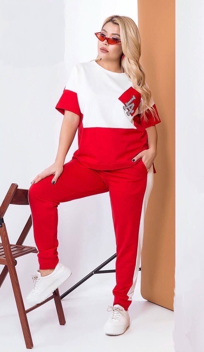 

Стильный летний костюм блузка штаны Miss Podium Красный с белым, Стильный летний костюм блузка штаны Miss Podium Красный с белым 58