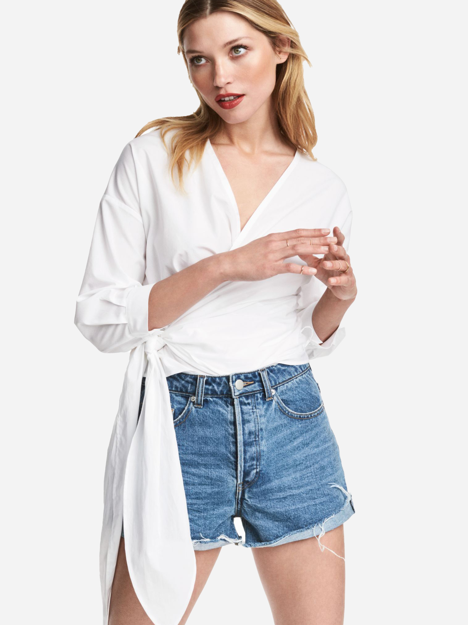 H&M блузка белая с завязками