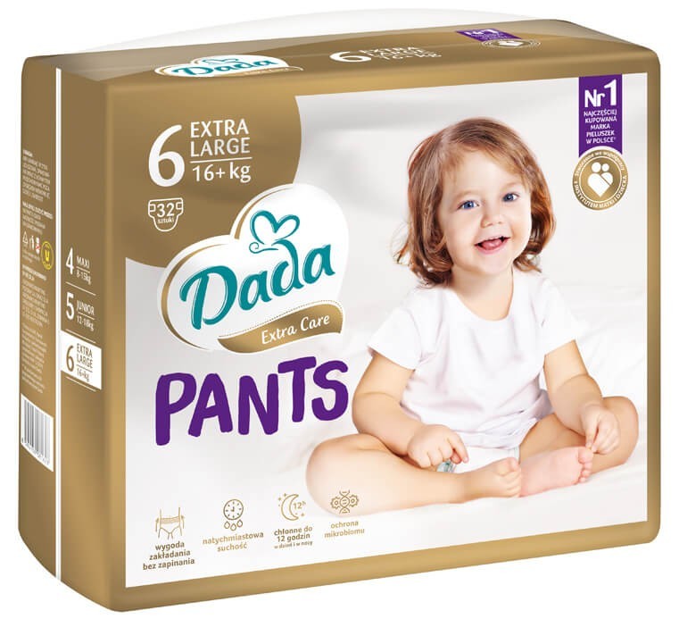 

Підгузки - трусики Dada Extra Care Pants 6 EXTRA LARGE для дітей вагою від 16 кг, 32 шт