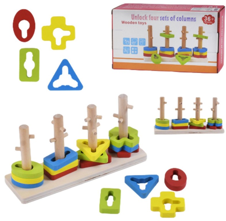 

Деревянная пирамидка логическая-игра Wooden Toys "Геометрия" для мелкой моторики и мышления (Т742)