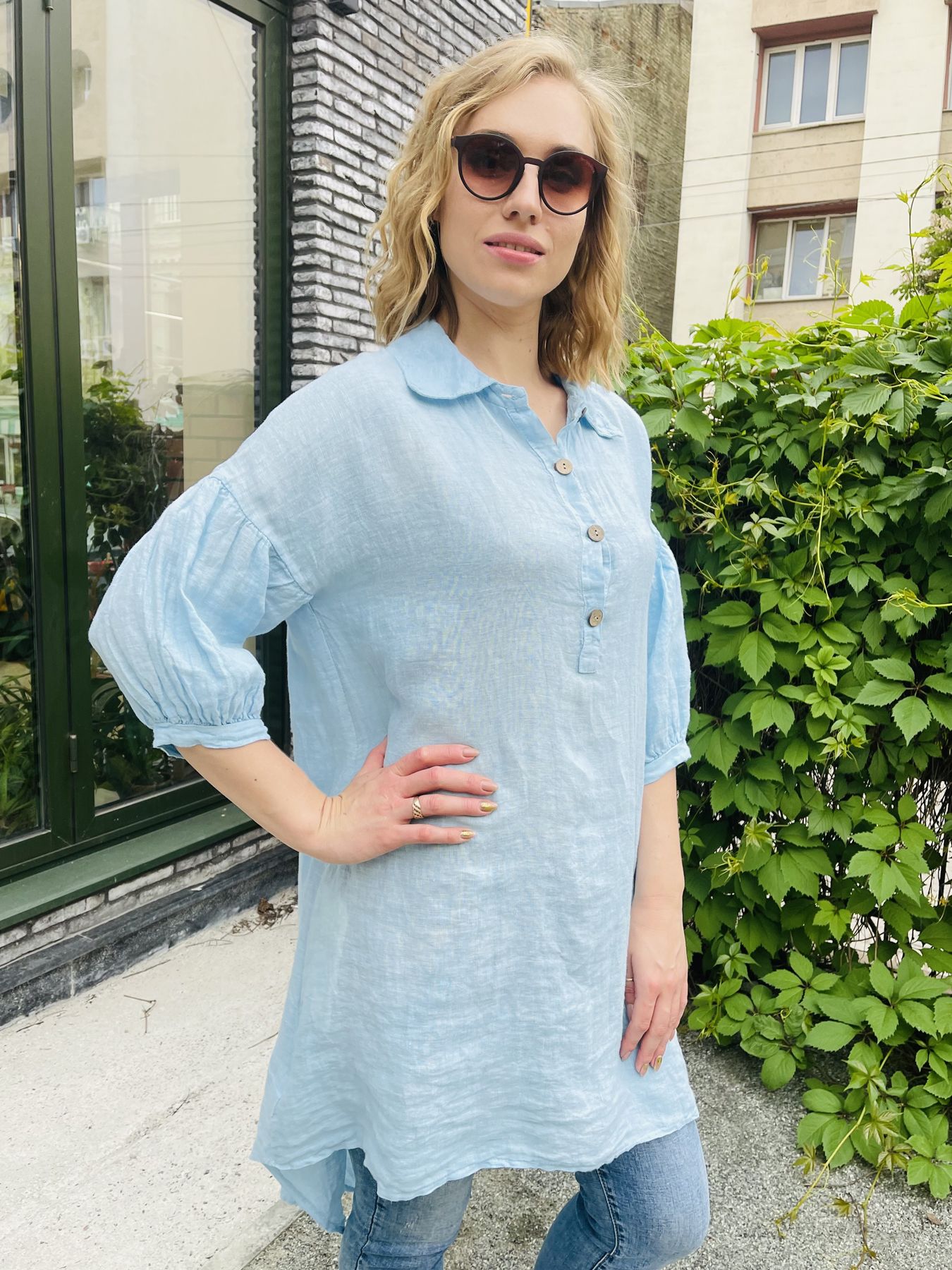 

Туника CASSO 92316.378 Голубой р.Oversize