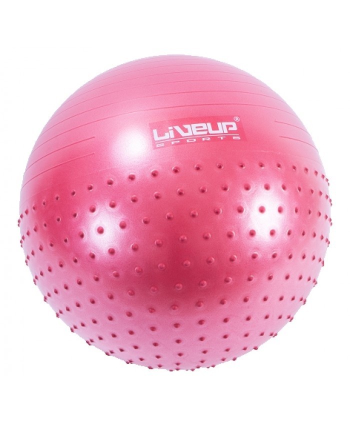 

Фитбол массажный с насосом LiveUp HALF MASSAGE BALL малиновый LS3569